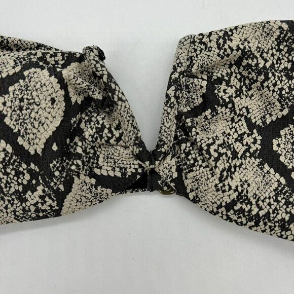 NEW Andie Swim The Scala Bikini Top Womens SZ Medium Snakeskin Print Charcoal - Picture 2 of 4